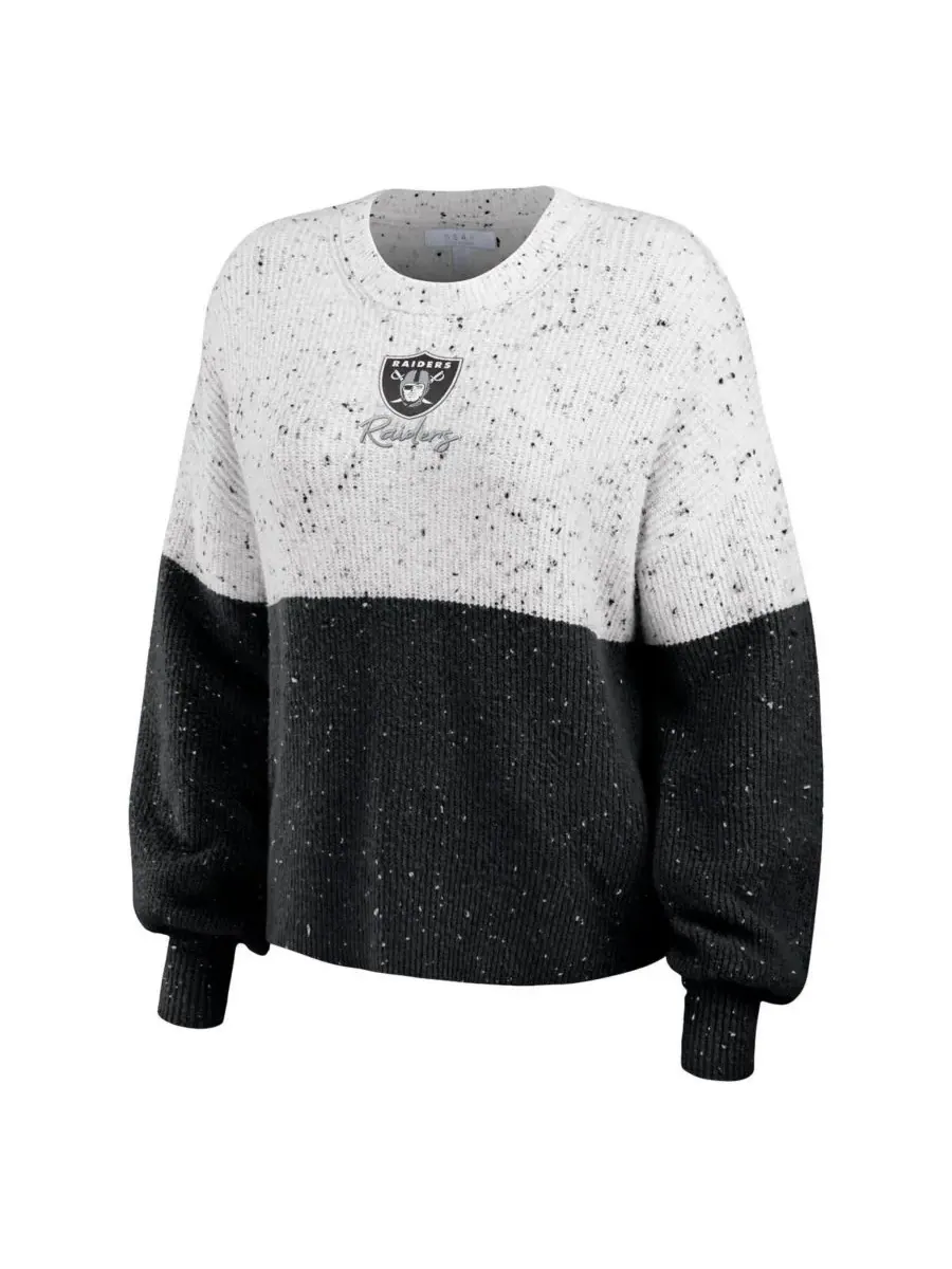 WEAR by Erin Andrews Женский белый с черным пуловер с цветными блоками в стиле Las Vegas Raiders — изображение 3 из 3