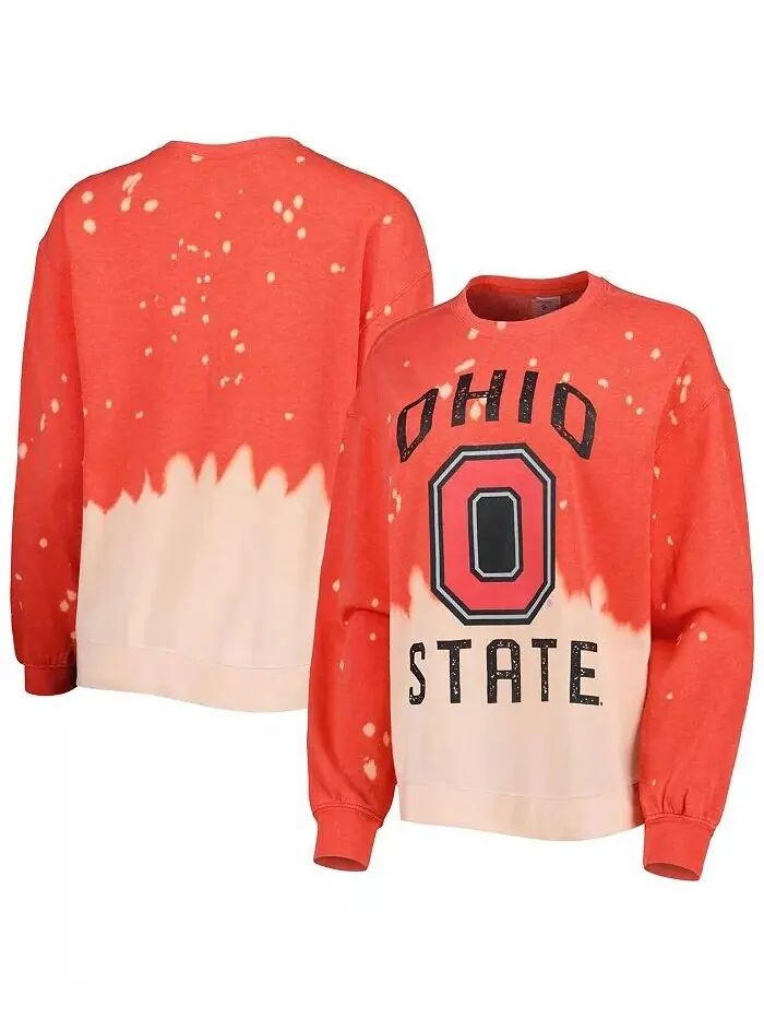 Женский пуловер Scarlet Ohio State Buckeyes Twice As Nice с эффектом потертости Gameday Couture