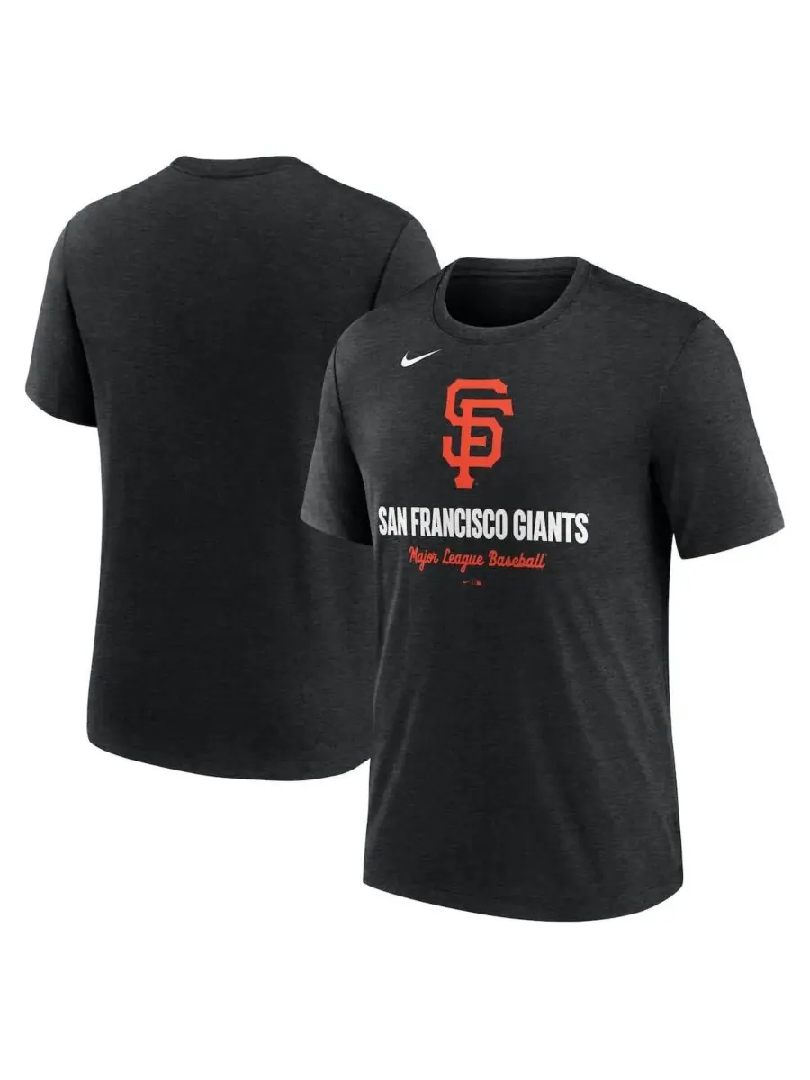 Nike Мужская футболка из смешанной ткани с логотипом команды San Francisco Giants — изображение 1 из 3, черный