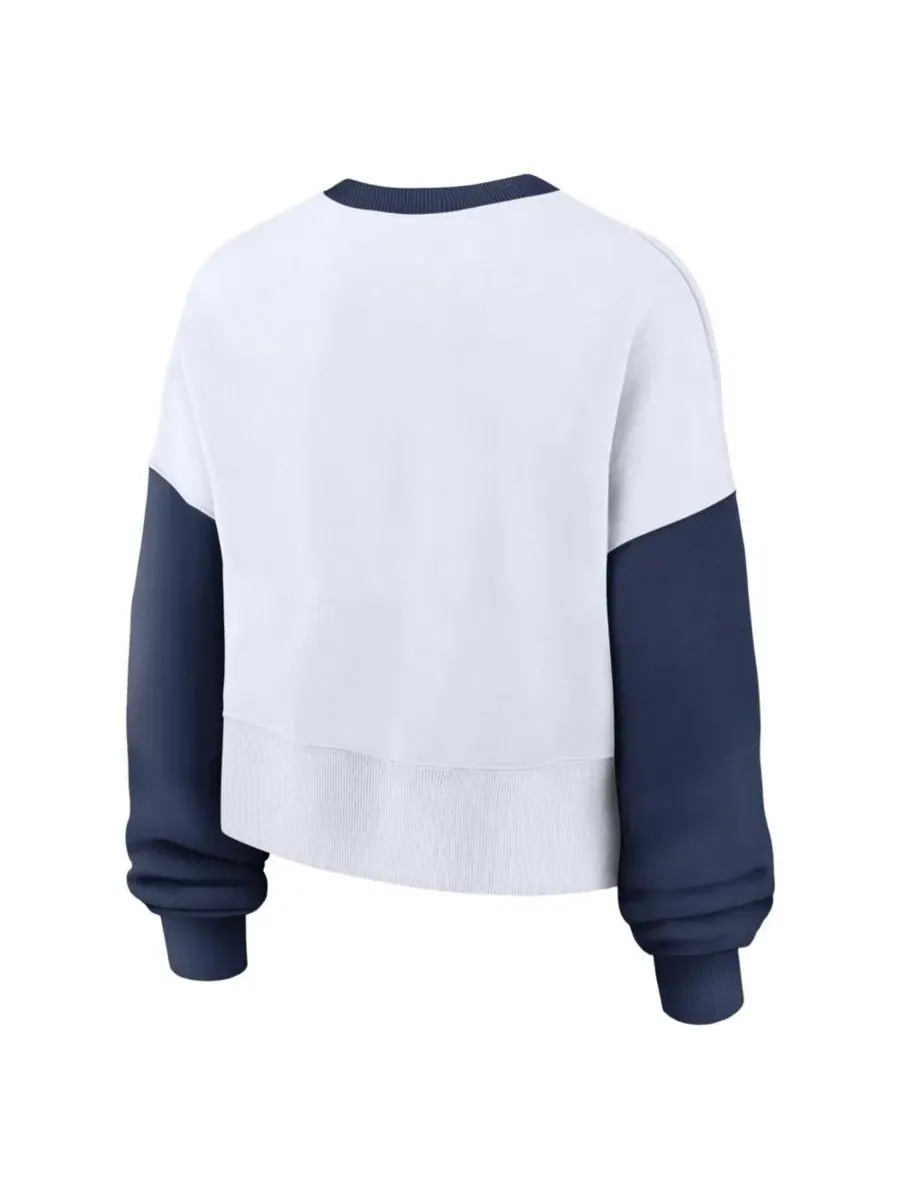 Оversized свитшот из флиса с длинным рукавом, модель Oversized High Hip Fleece Nike — изображение 2 из 5, белый темно-синий