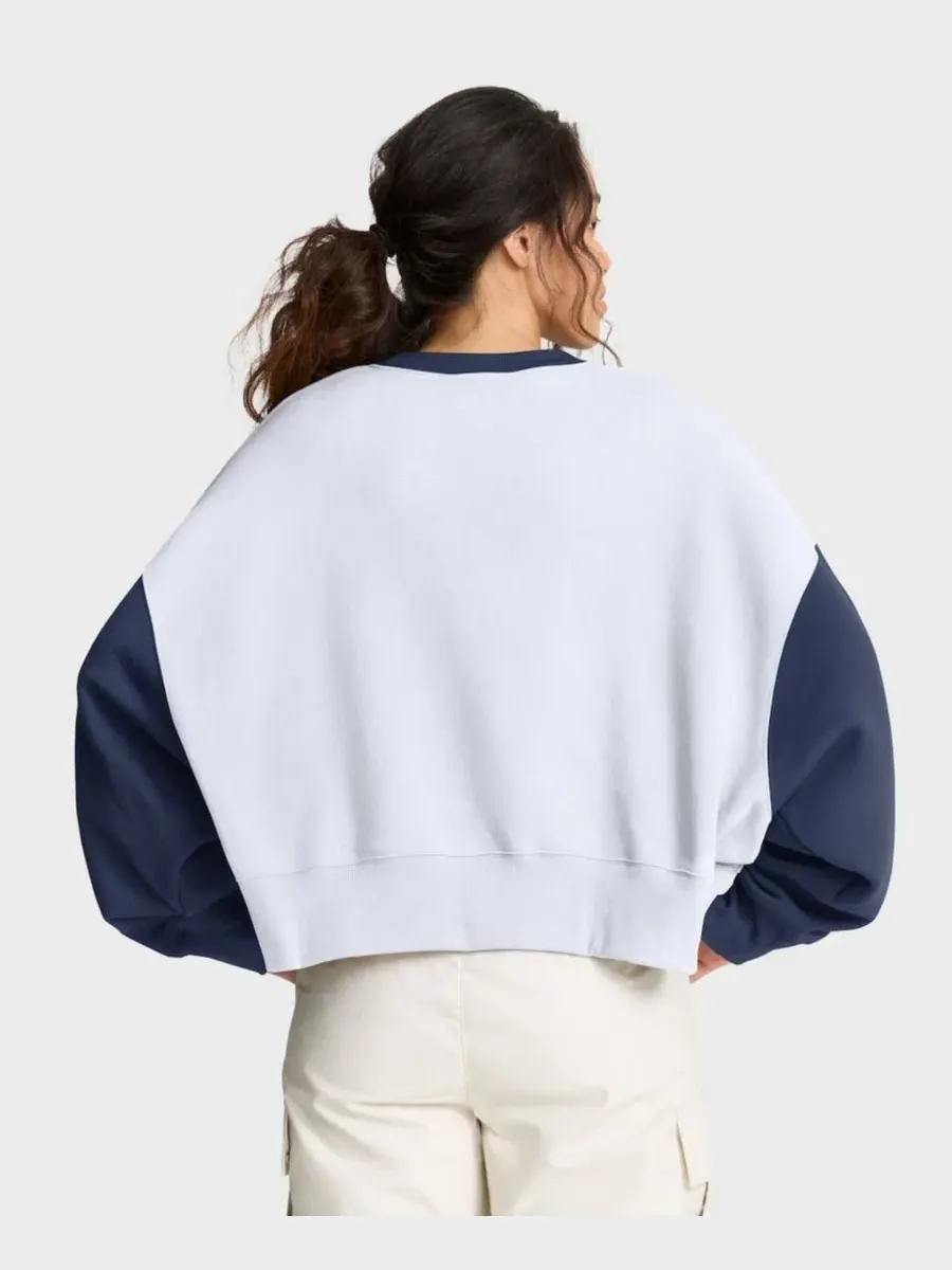 Оversized свитшот из флиса с длинным рукавом, модель Oversized High Hip Fleece Nike — изображение 4 из 5, белый темно-синий