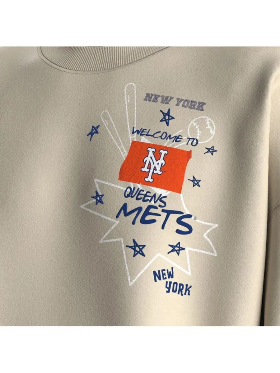 Женский свитшот из флиса с граффити-принтом New York Mets Fanatics — изображение 5 из 5, бежевый
