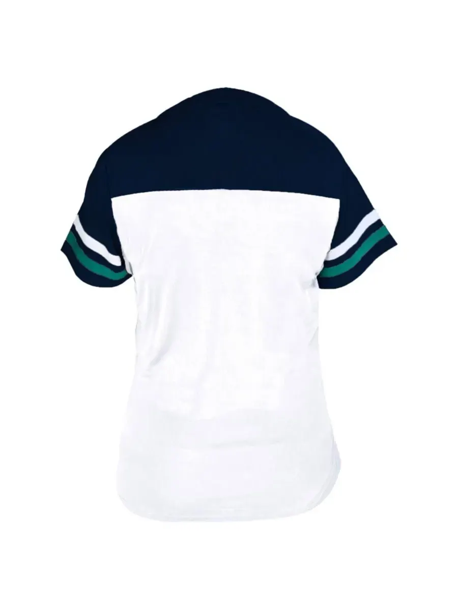 Футболка с V-образным вырезом с длинным рукавом Seattle Mariners Plus Size Two-Stripe V-Neck — изображение 2 из 3