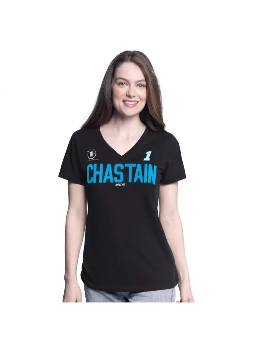 G-III 4Her by Carl Banks Женская черная футболка с V-образным вырезом Ross Chastain Batter Up — изображение 1 из 2, черный