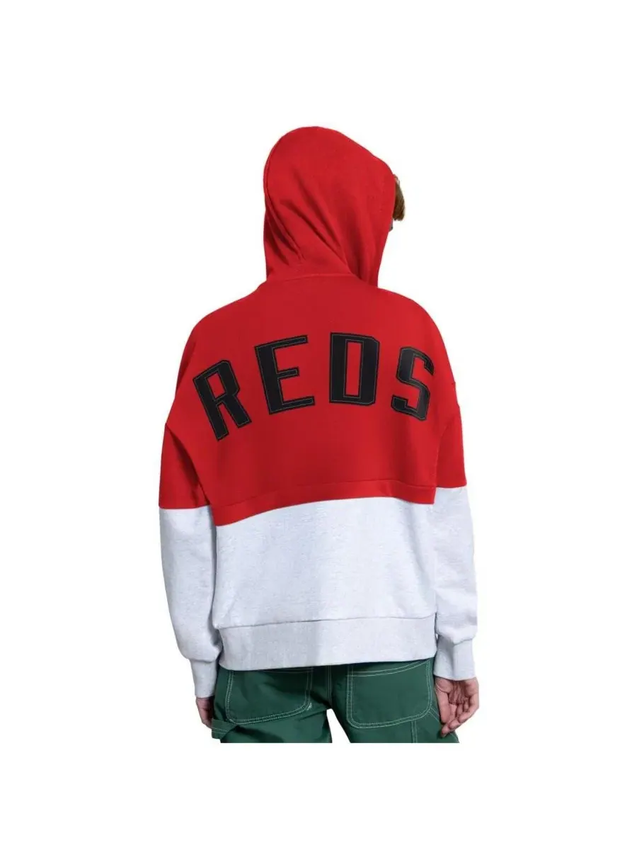 Худи с капюшоном на молнии Cincinnati Reds Wishbone Starter — изображение 2 из 7, красный серый