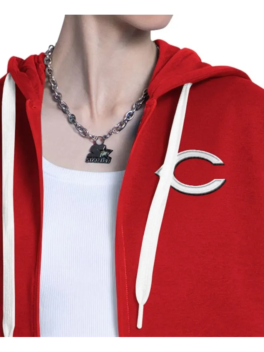 Худи с капюшоном на молнии Cincinnati Reds Wishbone Starter — изображение 6 из 7, красный серый