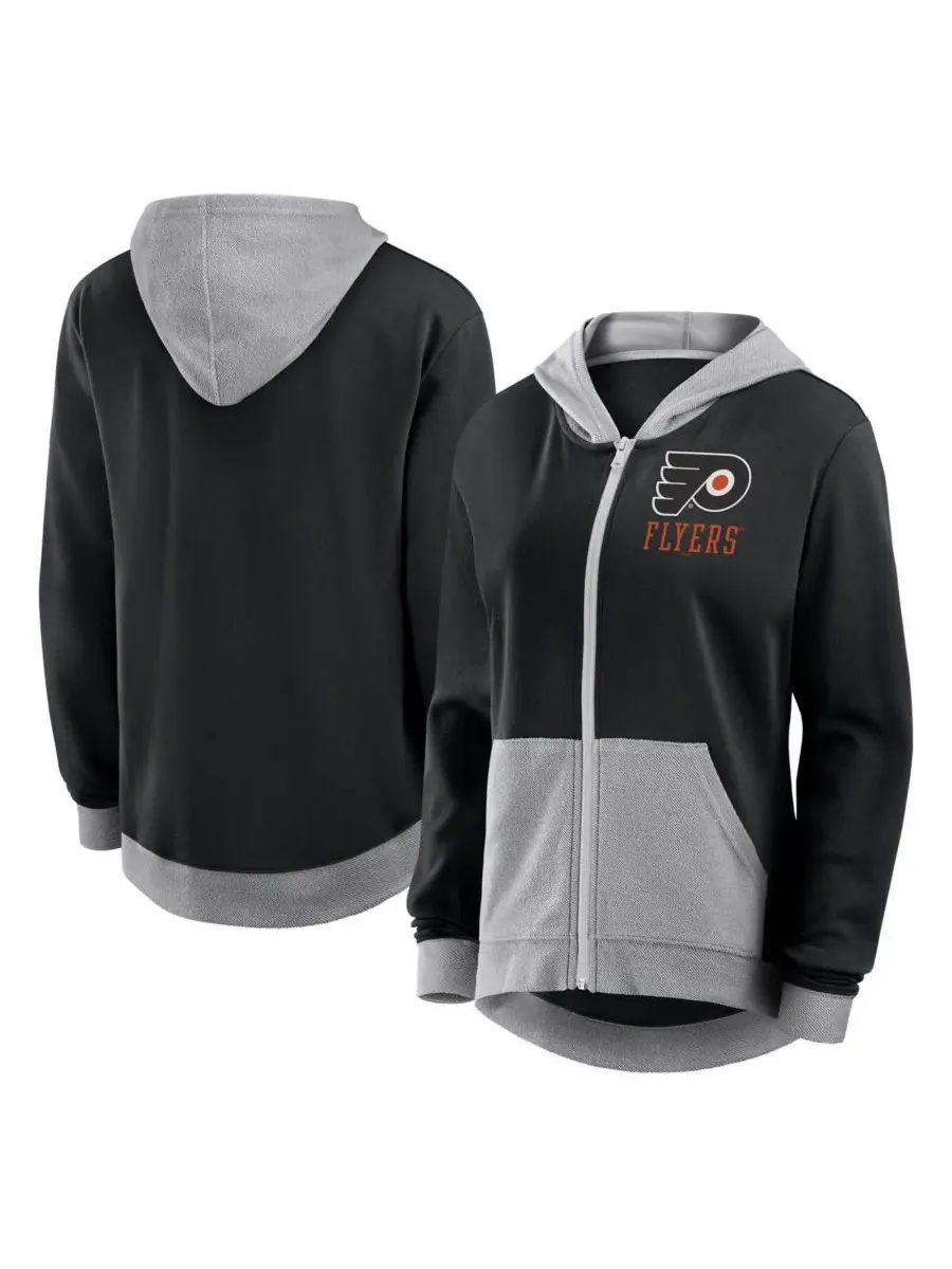 Logo Athletic Женская черная толстовка на молнии Philadelphia Flyers Hit It French Terry — изображение 1 из 3, черный