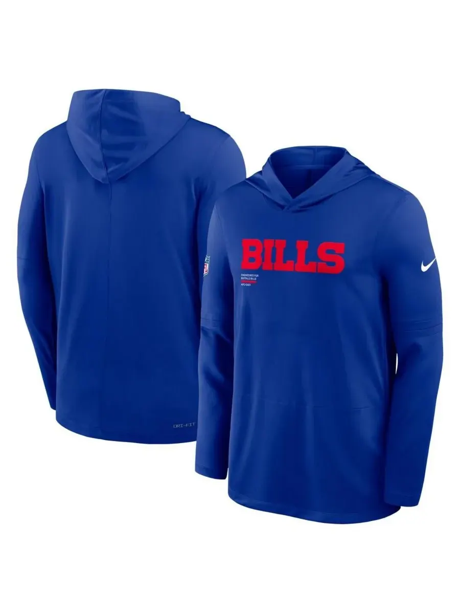 Мужская толстовка с длинными рукавами Royal Buffalo Bills Big Tall Sideline Performance Nike — изображение 1 из 2