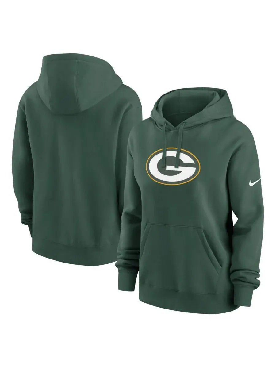 Nike Женская зеленая флисовая толстовка с капюшоном в стиле команды Green Bay Packers — изображение 1 из 3, зеленый