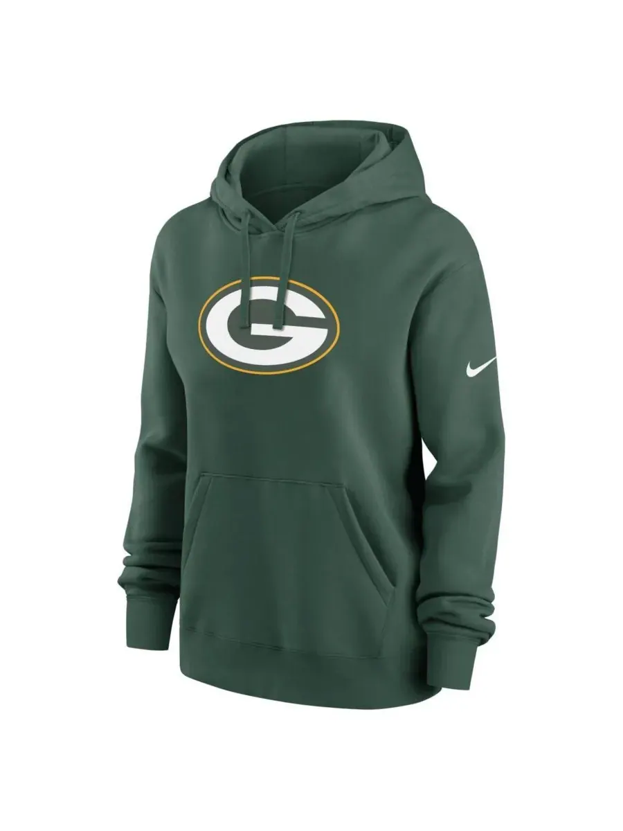 Nike Женская зеленая флисовая толстовка с капюшоном в стиле команды Green Bay Packers — изображение 3 из 3, зеленый