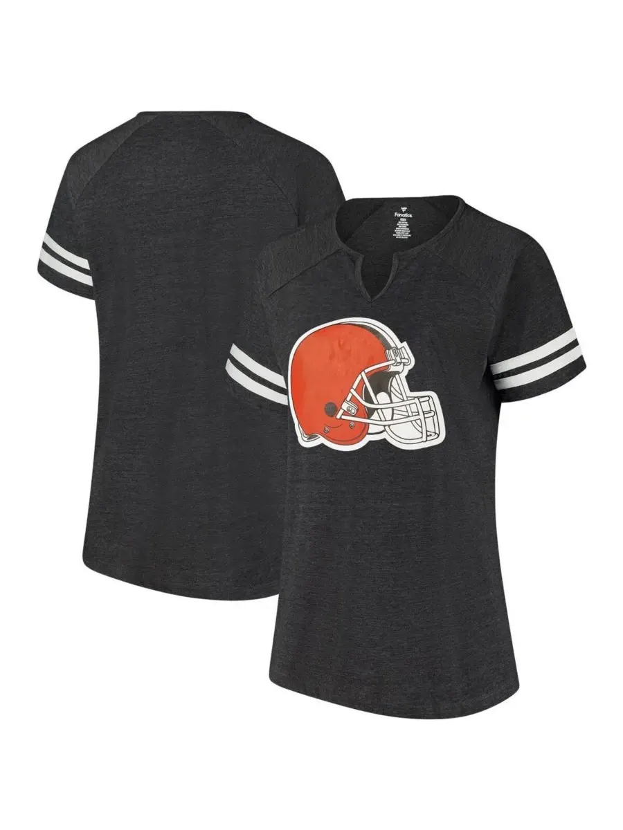 Fanatics Женская футболка большого размера с логотипом Cleveland Browns, полосатая, с рукавами — изображение 1 из 3