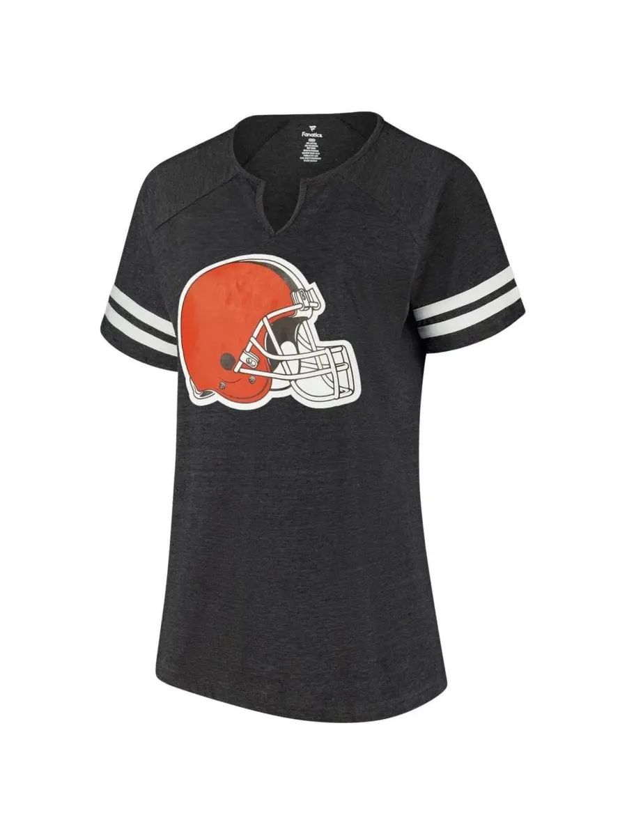 Fanatics Женская футболка большого размера с логотипом Cleveland Browns, полосатая, с рукавами — изображение 3 из 3