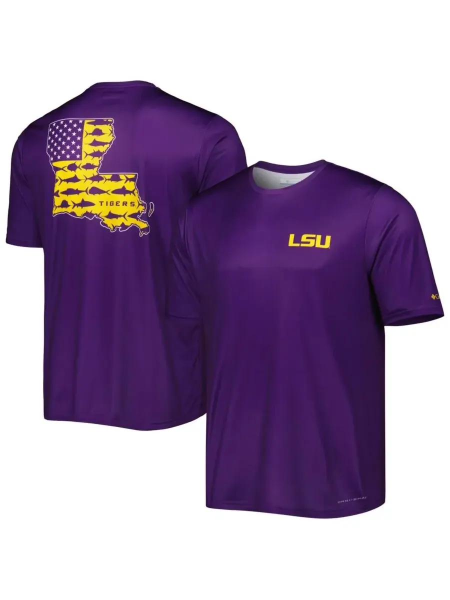 Columbia Мужская фиолетовая футболка LSU Tigers Terminal Tackle Omni-Shade