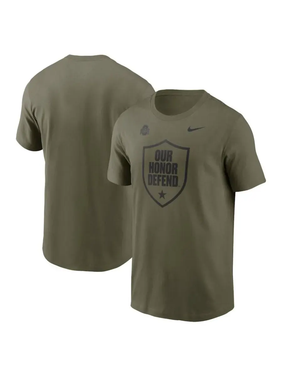 Nike Мужская футболка оливкового цвета с логотипом Ohio State Buckeyes 2024 Military Appreciation — изображение 1 из 3