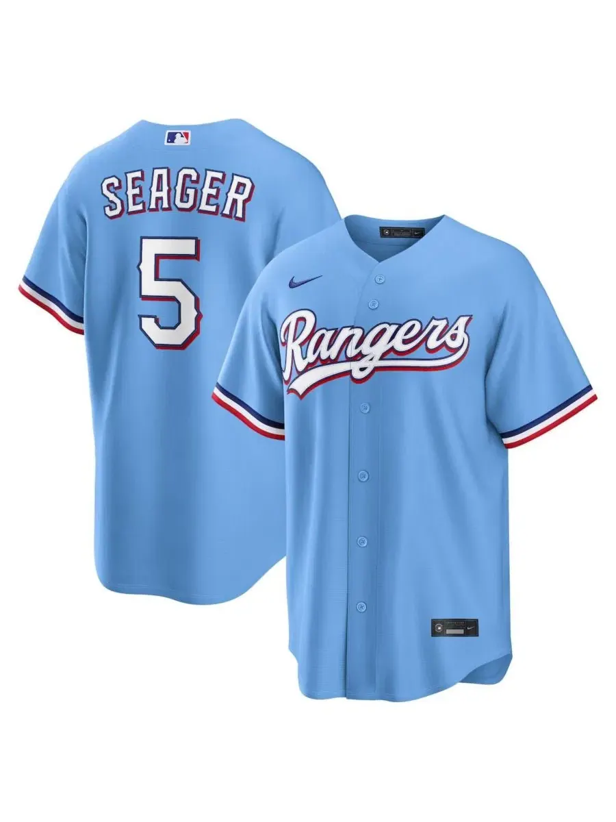 Бейсбольная футболка с коротким рукавом, модель Corey Seager Alternate Replica Nike — изображение 1 из 3, светлый синий