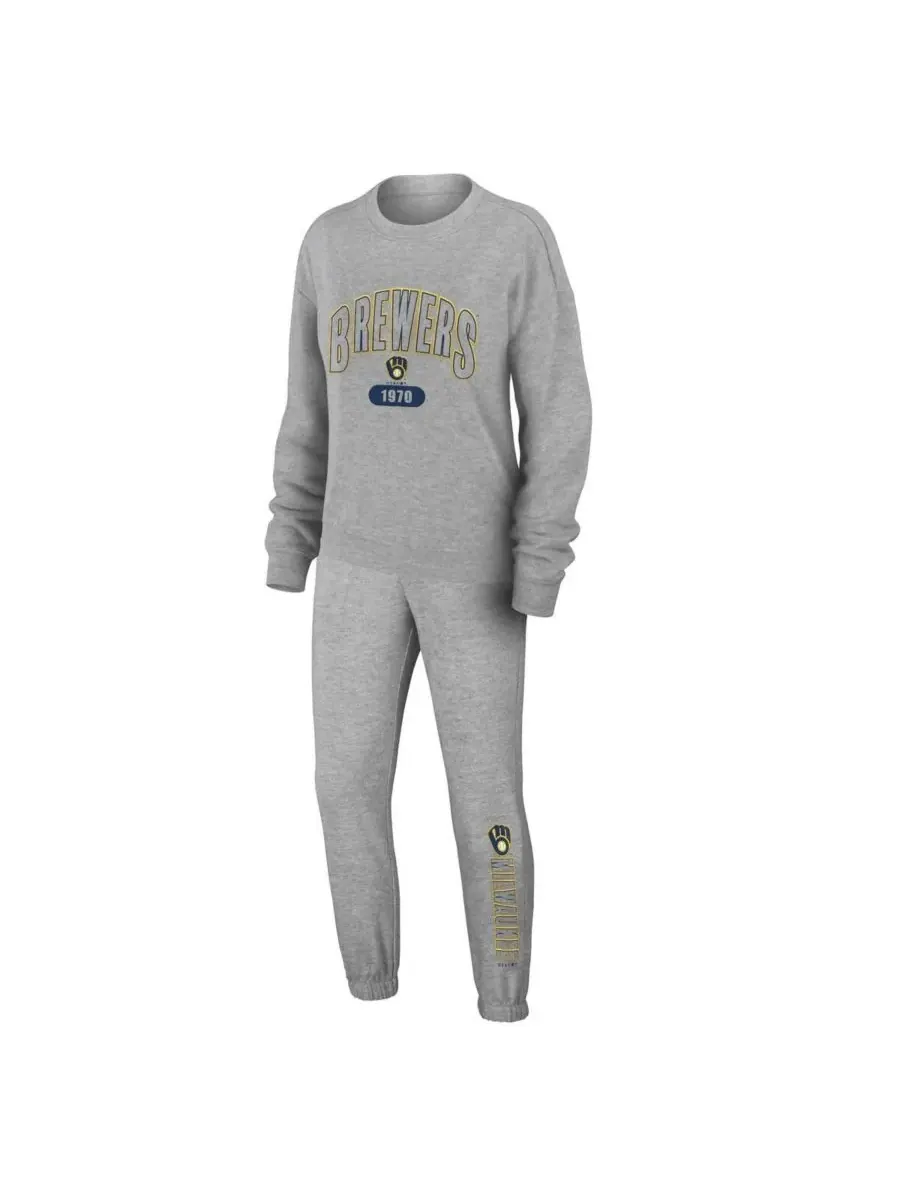 WEAR by Erin Andrews Женский серый вязаный домашний комплект Milwaukee Brewers — изображение 1 из 3