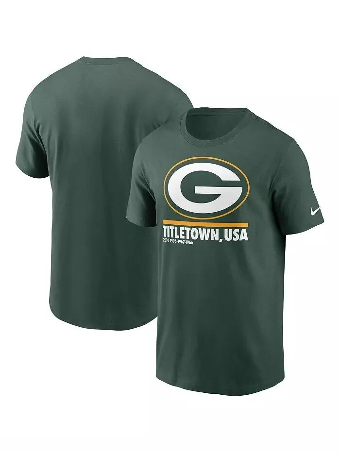 Мужская зеленая футболка Green Bay Packers Hometown Collection Title Town Nike — изображение 1 из 3