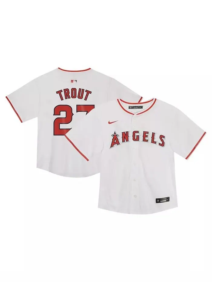 Майк Траут, малыш, белая игровая майка Los Angeles Angels Nike — изображение 1 из 3
