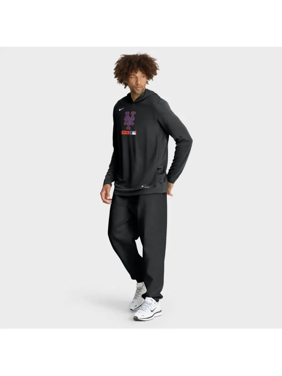 Мужская черная толстовка с длинными рукавами New York Mets Authentic Collection Dri-FIT Nike — изображение 3 из 4, черный