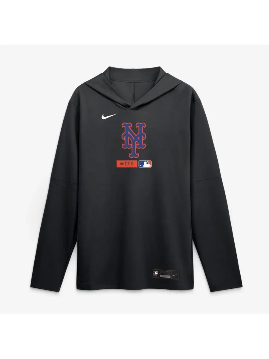Мужская черная толстовка с длинными рукавами New York Mets Authentic Collection Dri-FIT Nike — изображение 4 из 4, черный