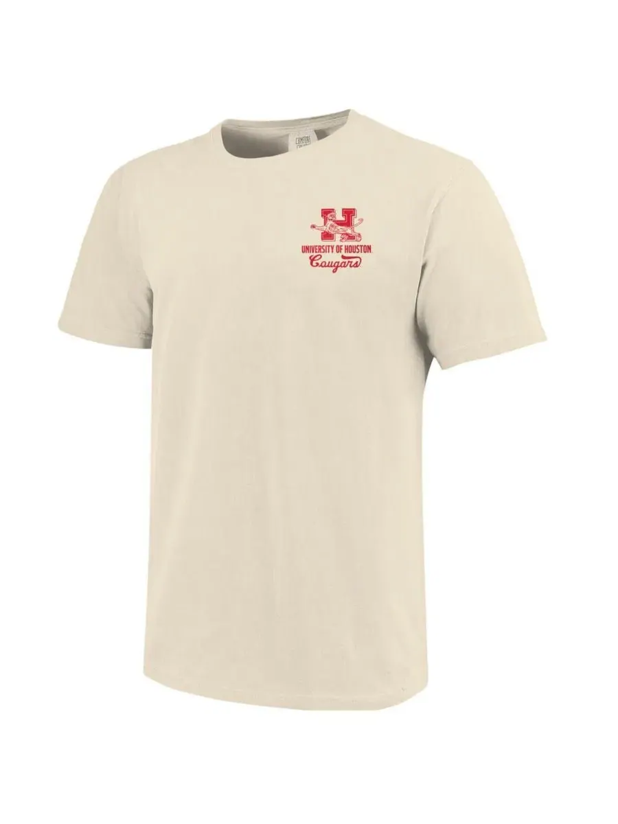 Мужская кремовая футболка с изображением талисмана команды Houston Cougars от Comfort Colors Image — изображение 3 из 3