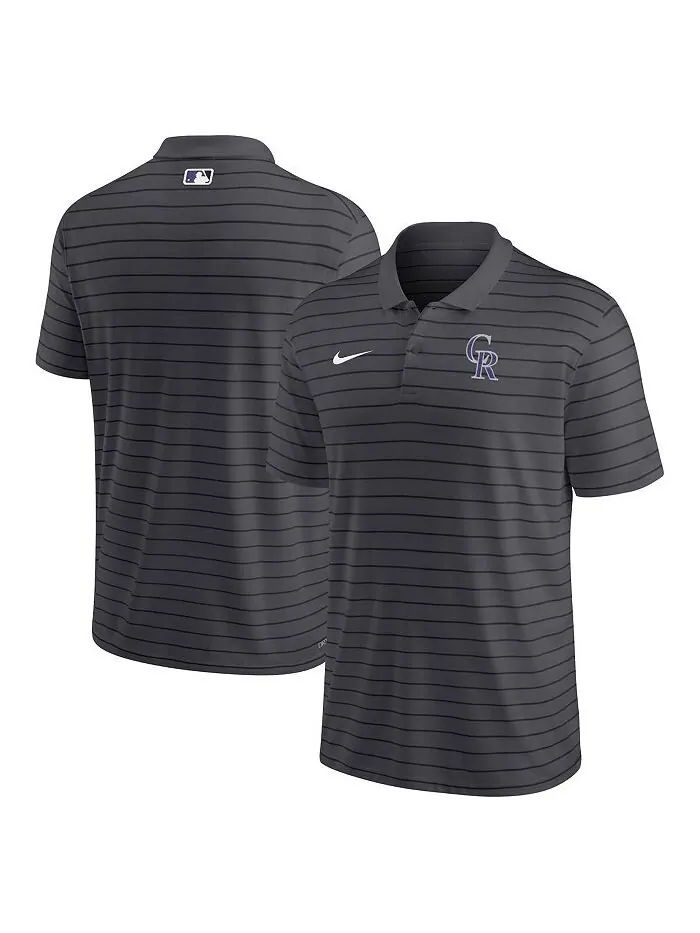 Мужская темно-серая рубашка-поло Colorado Rockies Authentic Collection Victory в полоску — изображение 1 из 3, темно-серый