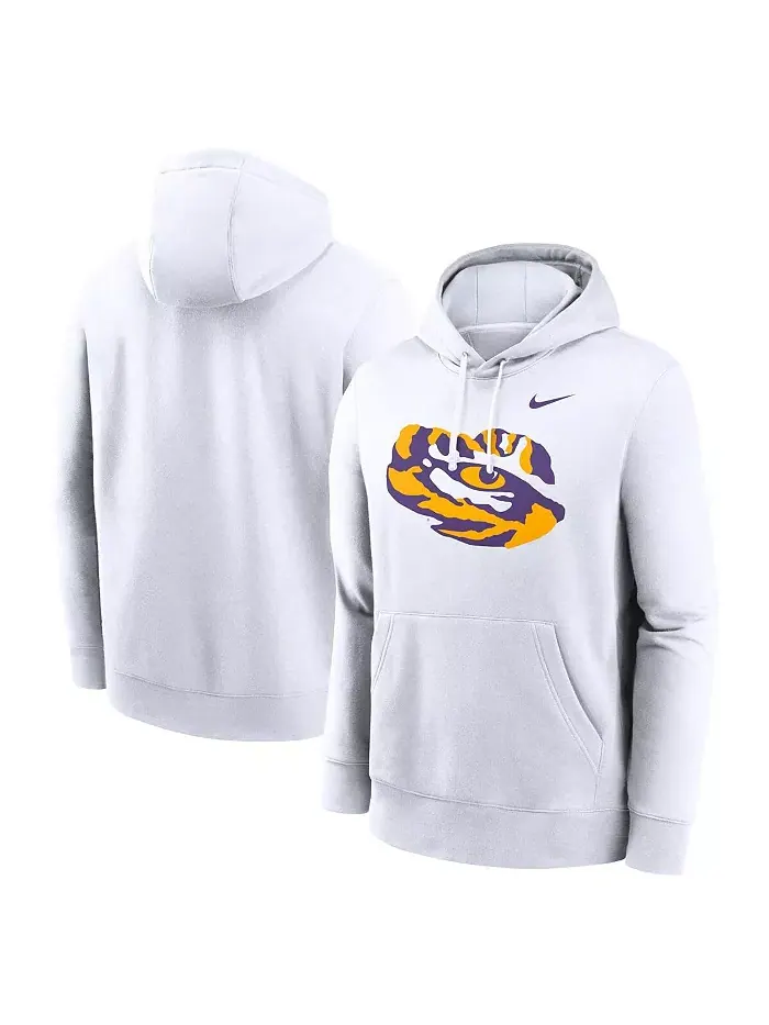 Мужская белая толстовка с капюшоном LSU Tigers Primetime Alternate Logo Club Fleece Nike — изображение 1 из 3
