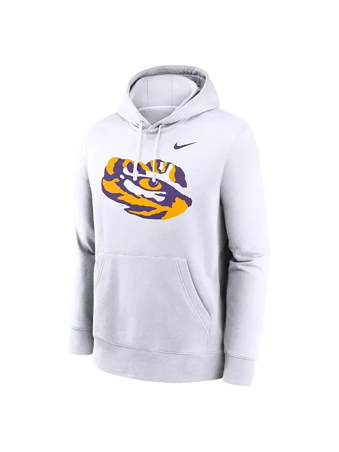 Мужская белая толстовка с капюшоном LSU Tigers Primetime Alternate Logo Club Fleece Nike — изображение 2 из 3