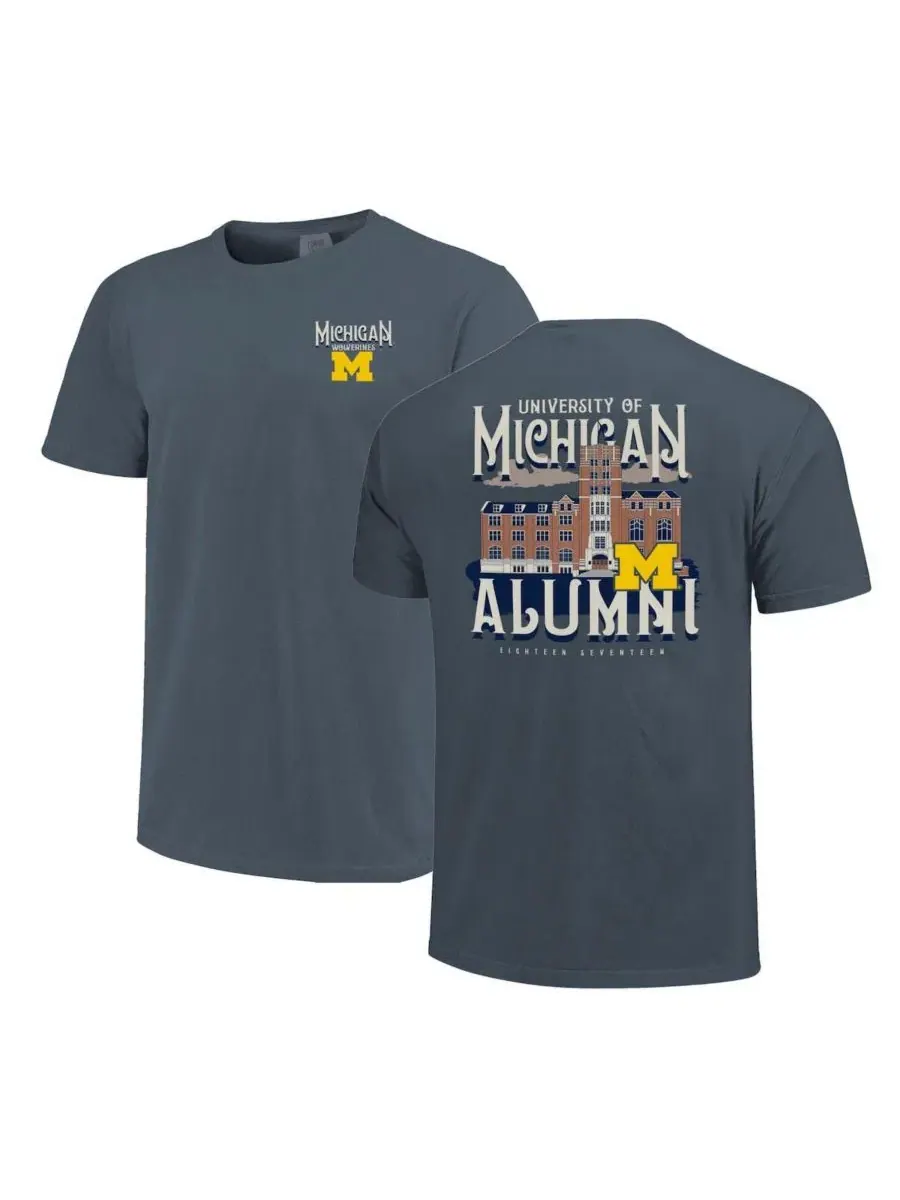 Футболка с принтом Michigan Wolverines Comfort Colors Campus Alumni Image One — изображение 1 из 3, джинсовый синий