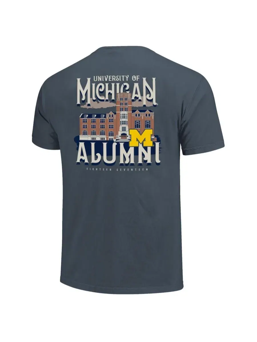 Футболка с принтом Michigan Wolverines Comfort Colors Campus Alumni Image One — изображение 2 из 3, джинсовый синий