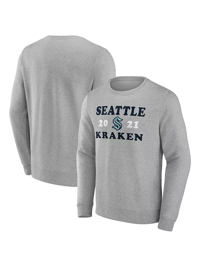 Мужская толстовка с капюшоном Heather Charcoal Seattle Kraken Fierce Competitor Fanatics — изображение 1 из 1