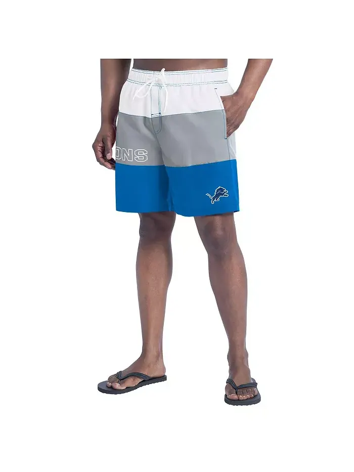 Мужские плавки Detroit Lions Sunrise Volley синие/серебристые G-III Sports by Carl Banks — изображение 1 из 3