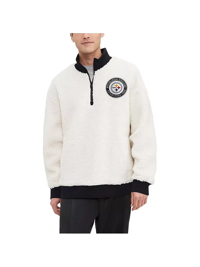 Мужская кремовая толстовка Pittsburgh Steelers Jordan Sherpa с молнией на четверть Tommy Hilfiger — изображение 1 из 3