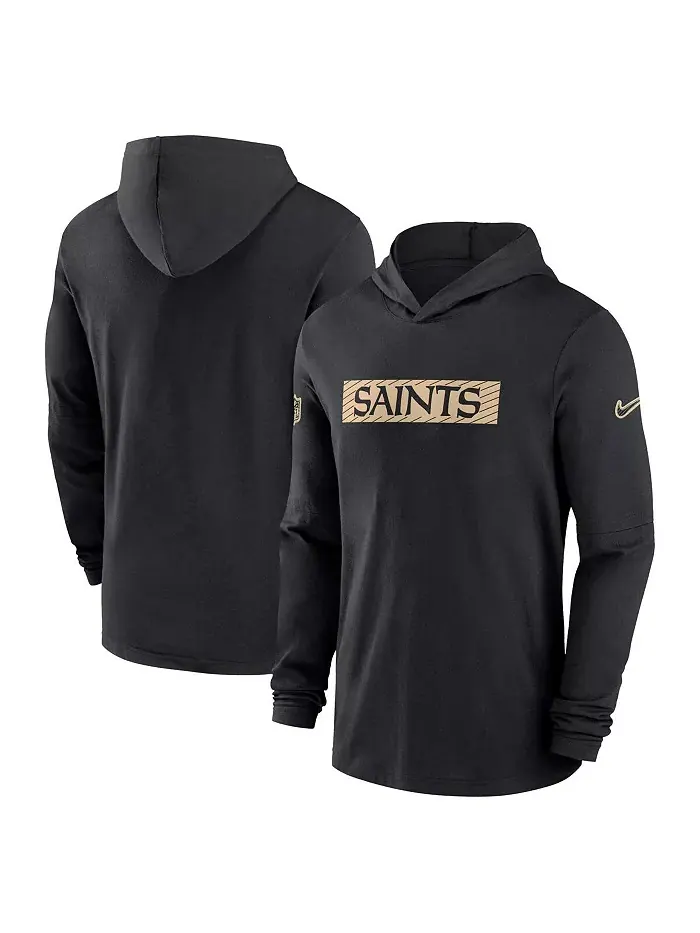 Мужская черная худи New Orleans Saints Sideline Performance с длинными рукавами Nike — изображение 1 из 3