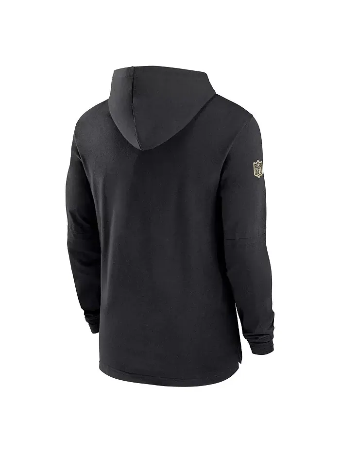 Мужская черная худи New Orleans Saints Sideline Performance с длинными рукавами Nike — изображение 2 из 3