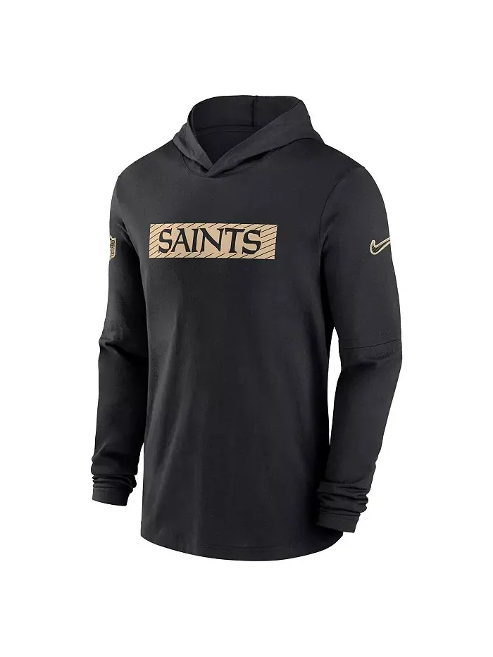 Мужская черная худи New Orleans Saints Sideline Performance с длинными рукавами Nike — изображение 3 из 3