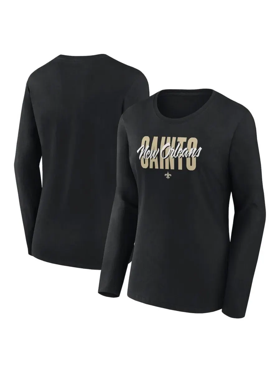 Футболка с длинным рукавом с принтом New Orleans Saints Grip Logo Athletic — изображение 1 из 3, черный