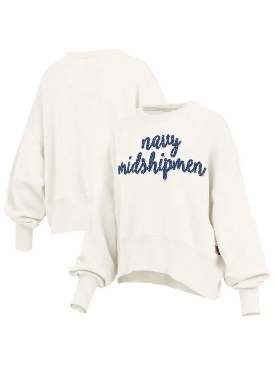 Свитшот оверсайз с аппликацией Chelsea Navy Midshipmen Pressbox — изображение 1 из 3, бежевый