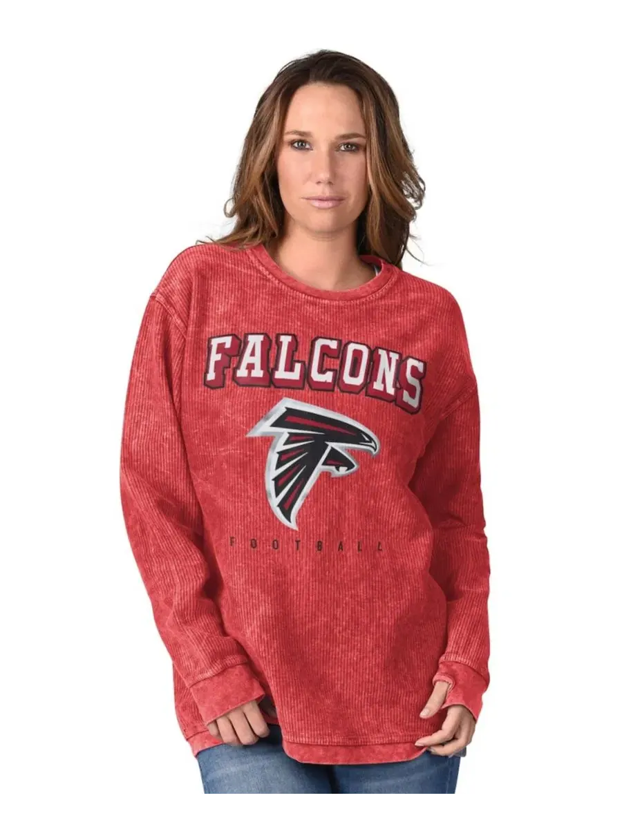 Женский свитшот с принтом Atlanta Falcons, модель Comfy Cord Distressed G-III 4Her by Carl Banks — изображение 1 из 2