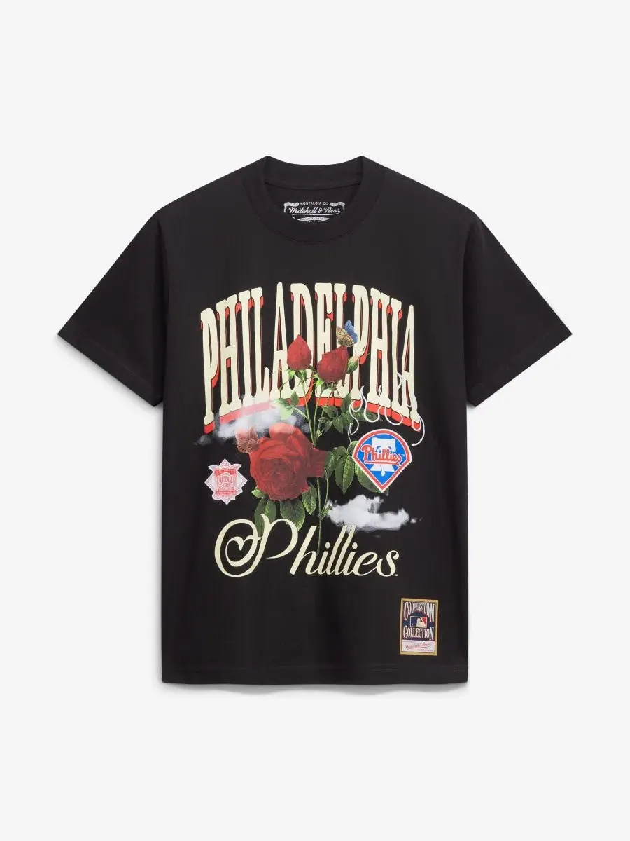 Футболка с принтом Philadelphia Phillies Cooperstown Floral Mitchell & Ness — изображение 1 из 2, черный