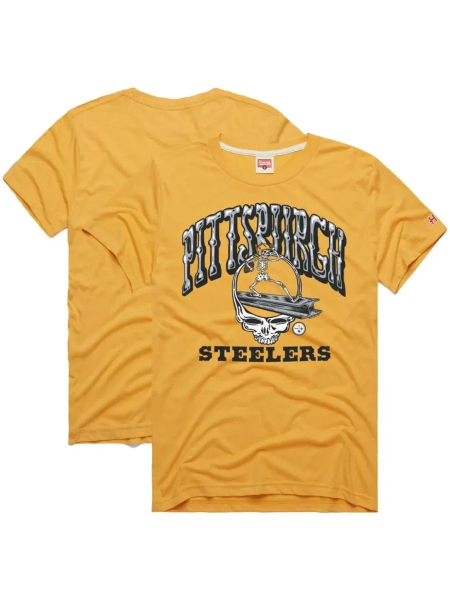 Футболка мужская с коротким рукавом и принтом Pittsburgh Steelers NFL x Grateful Dead Tri-Blend — изображение 1 из 3, золото