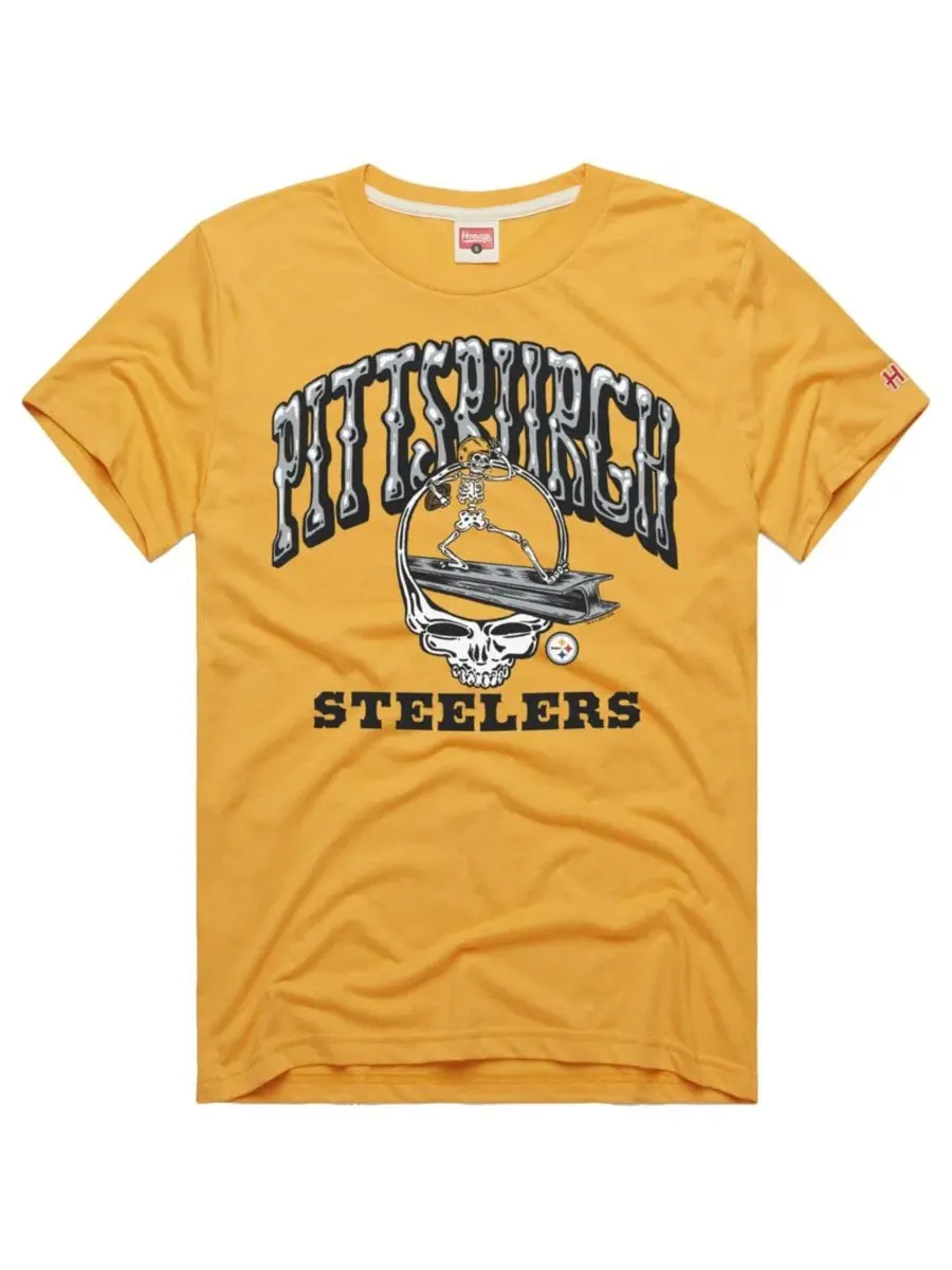 Футболка мужская с коротким рукавом и принтом Pittsburgh Steelers NFL x Grateful Dead Tri-Blend — изображение 3 из 3, золото