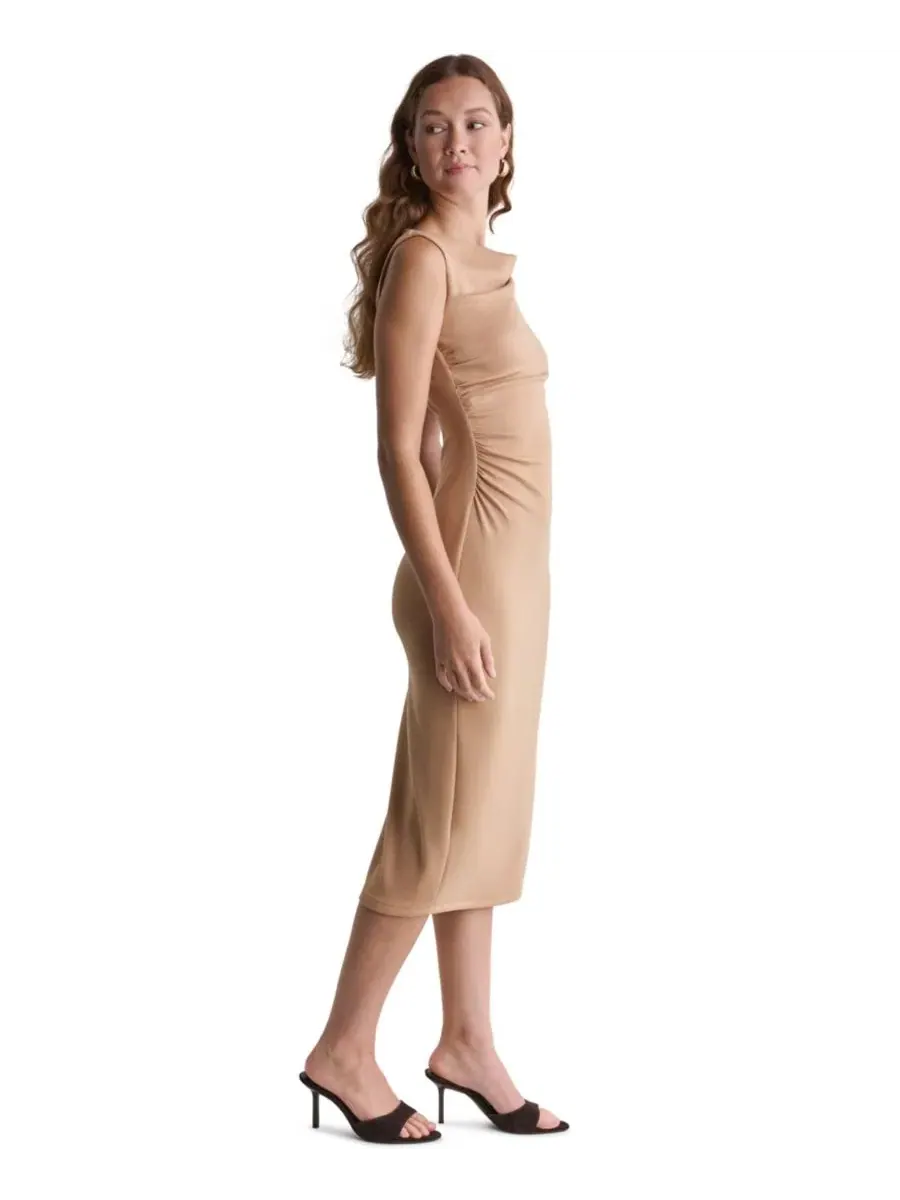 Платье-миди с одним плечом и драпировкой BCBG, Toffee Dust — изображение 4 из 6