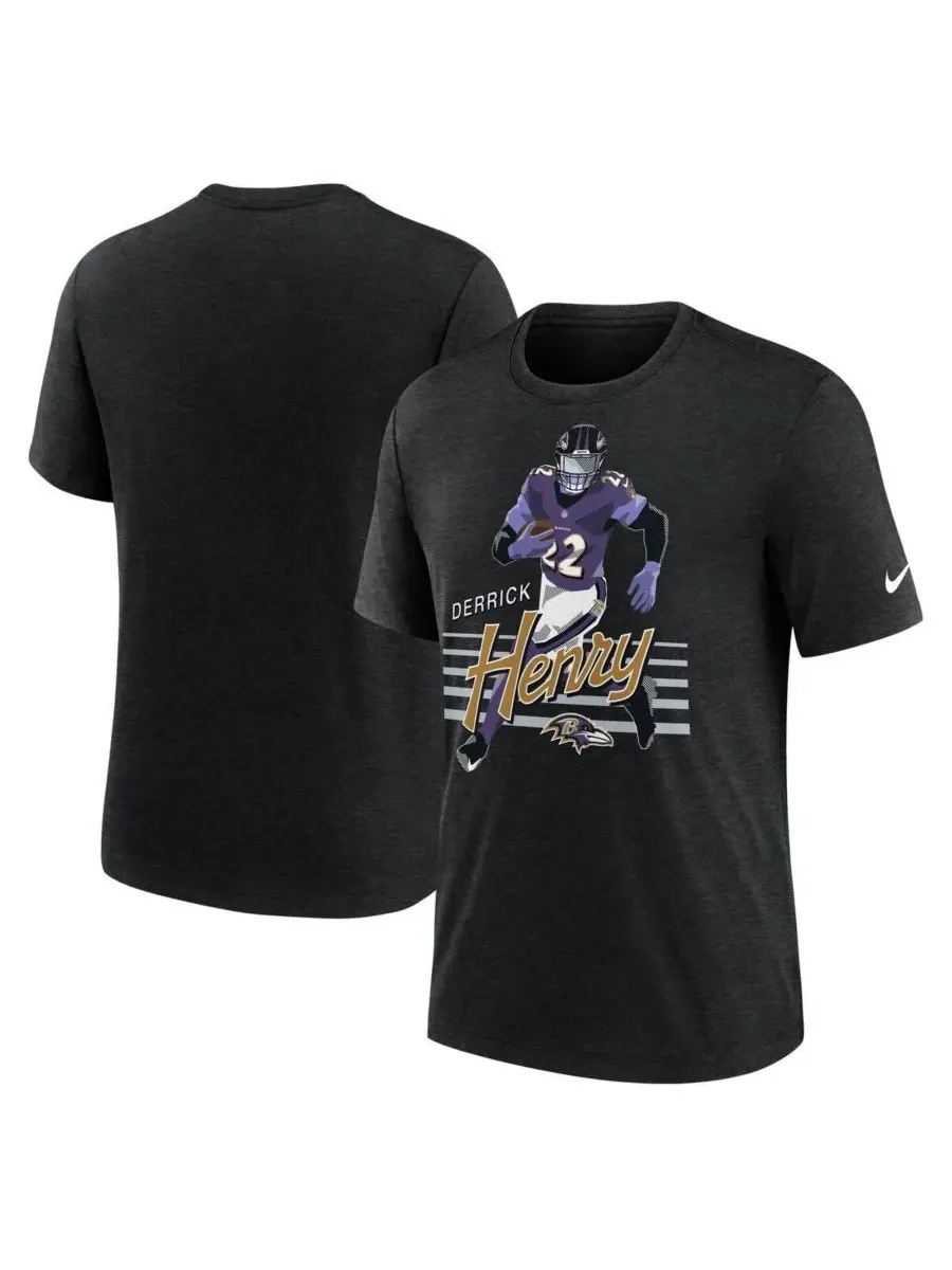 Nike Мужская футболка с графическим изображением игрока команды Baltimore Ravens Деррика Генри — изображение 1 из 3, черный