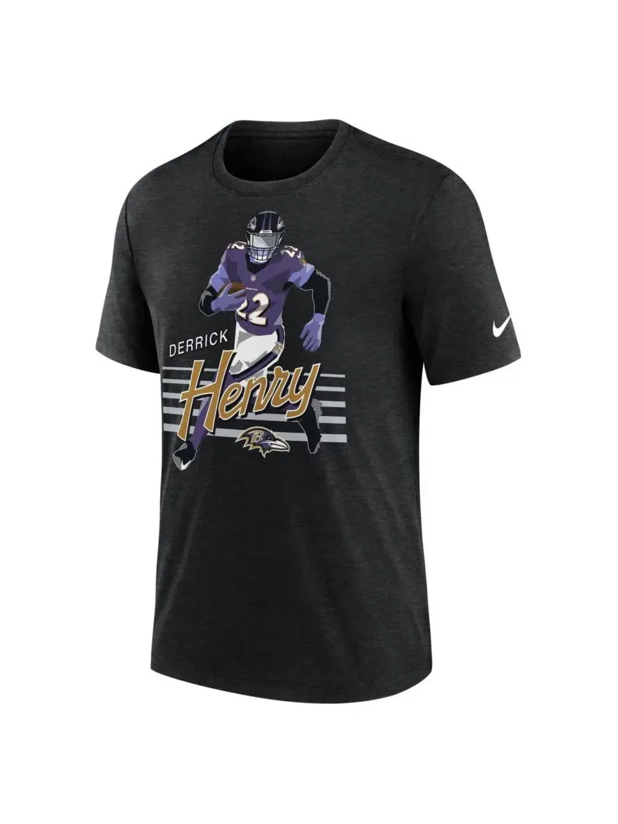 Nike Мужская футболка с графическим изображением игрока команды Baltimore Ravens Деррика Генри — изображение 2 из 3, черный