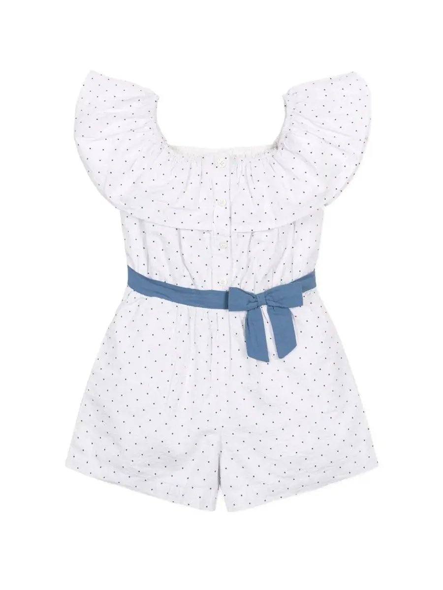 Боди-комбинезон с воротником-оборкой Hope & Henry, Delft Dot Seersucker