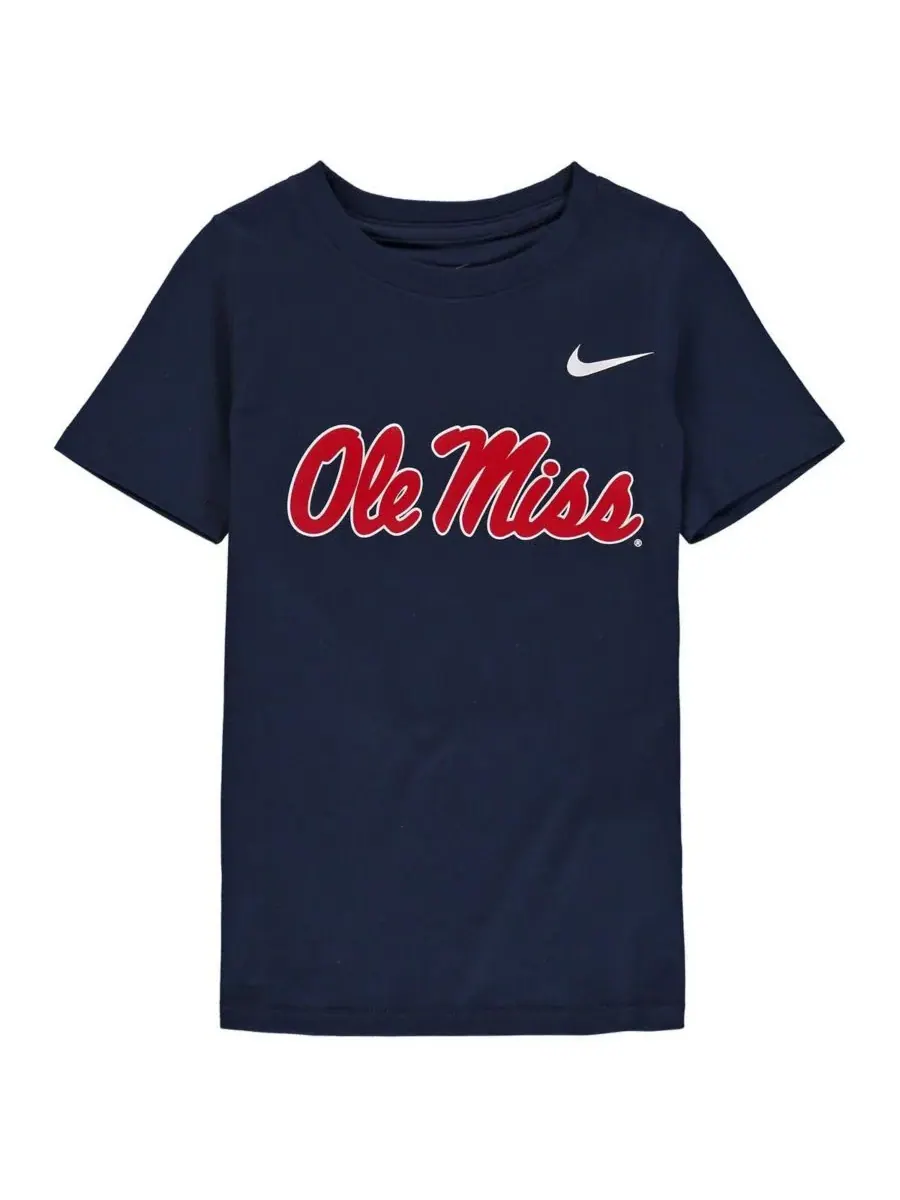 Nike Детская футболка с логотипом команды Ole Miss Rebels темно-синего цвета для мальчиков и девочек — изображение 1 из 1