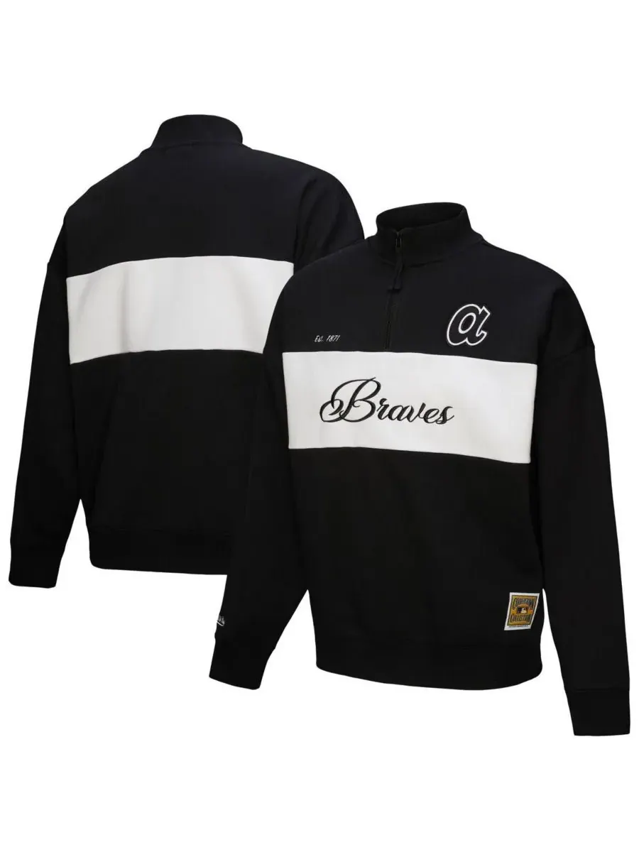 Mitchell & Ness Женская черная толстовка с застежкой-молнией на четверть длины с символикой команды — изображение 1 из 3