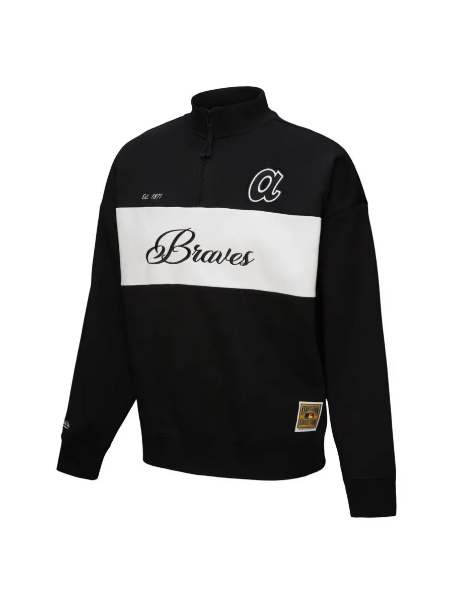 Mitchell & Ness Женская черная толстовка с застежкой-молнией на четверть длины с символикой команды — изображение 2 из 3