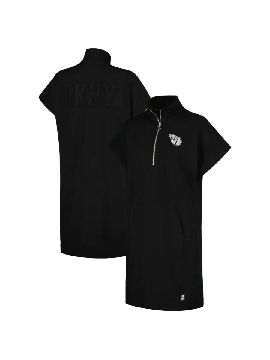DKNY Женское черное платье-кроссовки Cleveland Guardians Emily с застежкой-молнией до четверти — изображение 1 из 3, черный